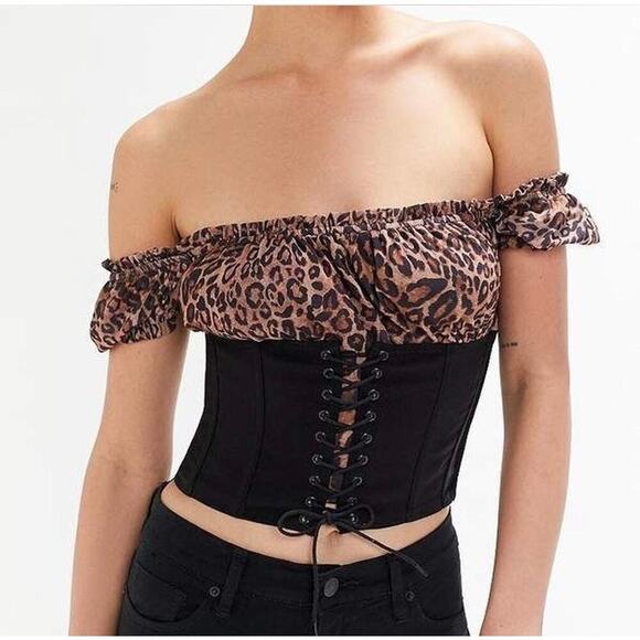 I.AM.GIA Rhia Leopard Mesh Corset Top Size XS - Picture 1 of 7